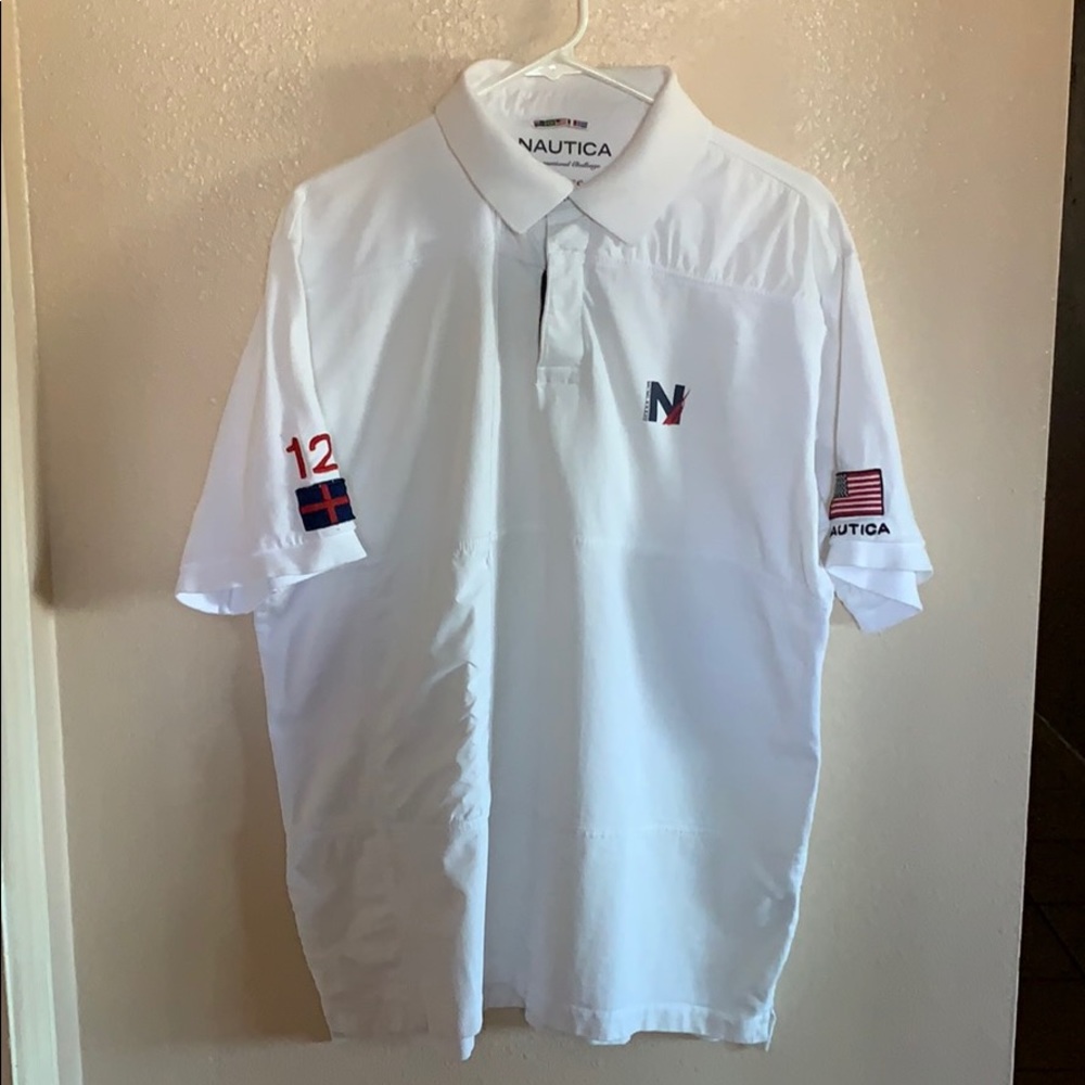 Nautica Polo-Embroidered Patches Multiple Fabrics